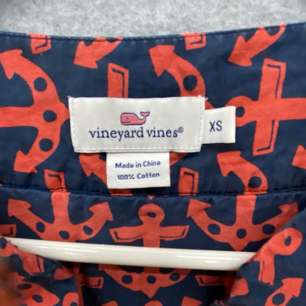 Vineyard Vines Women’s XS Nautical Anchor Print Top Red Navy Preppy Coastal - Picture 4 of 8
